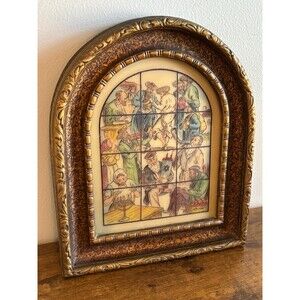 Vintage ARTINI Framed Engraving Jewish Scenes Judaica Judaism Hand Painted Art
